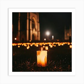 Lit Candle In Front Of Church 1 Art Print