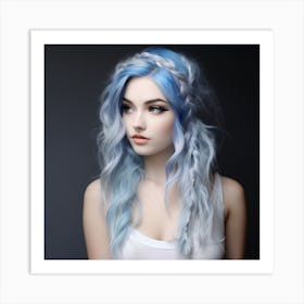 Blue Haired Girl 1 Art Print