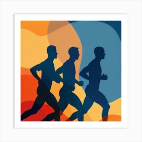 Silhouettes Of Runners Art Print