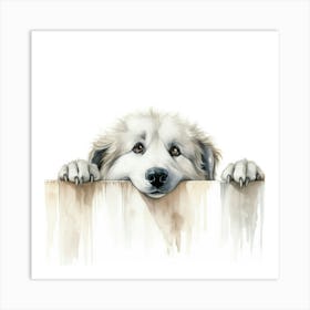 Dog Peeking Over The Wall 16 Art Print