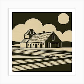 Barn At Night 1 Art Print