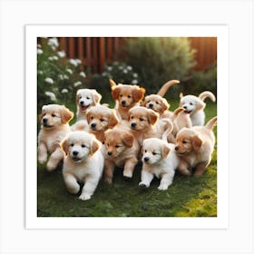 Golden Retriever Puppies Art Print