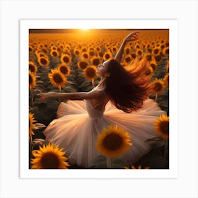 Dancer In Sunflower Field Art Print