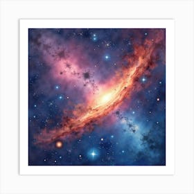 Watercolor Space Art With Vivid Nebulae 1 Art Print