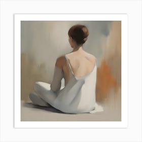 Woman Thinking In White from back Art Print