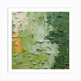 Impasto Enigma: Fragmented Green Realities Art Print