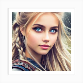 Viking Girl With Blue Eyes Art Print