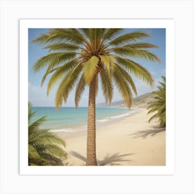 Palm Tree On The Beach Art Print