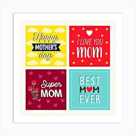 Happy Mother's Day,Mother's day cards set Art Print