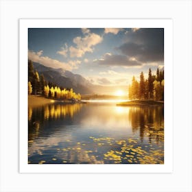 Sunset Over Lake 2 Art Print