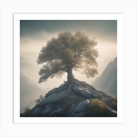 Tree On Top Of A Mountain 7 Art Print