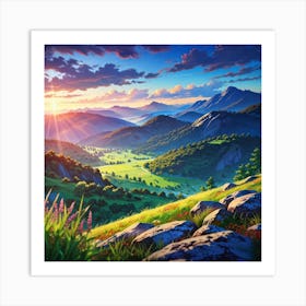 Sunset In The Mountains 24 Art Print