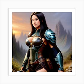 Warrior Woman In Armor Art Print