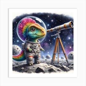 Dinosaur In Space 2 Art Print