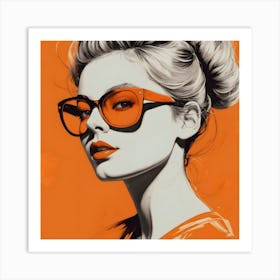 Orange Girl With Glasses Art Print