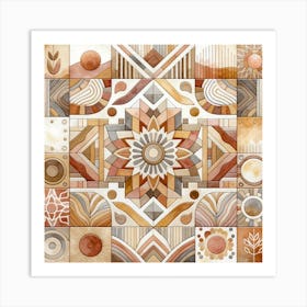 Brown Dessert Geometric Pattern Art Print