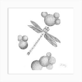 Black And White Dragonfly. 1 Art Print