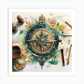 Vintage Maritime Compass Art Print