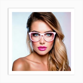 Firefly Blue Eyed Beauty With Pink Glasses And Lips 45476 Art Print