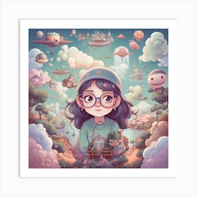 Girl In Space Art Print