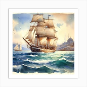 Sailing Ship In The Sea Art Print