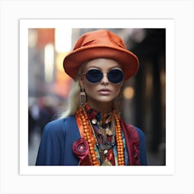 Woman In An Orange Hat Art Print