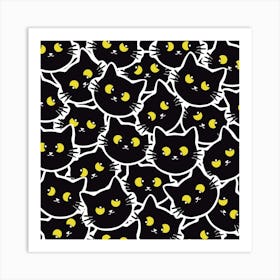 Cat Pattern Pet Drawing eyes Art Print