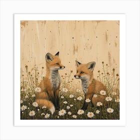 Foxes Fairycore Painting 4 Art Print