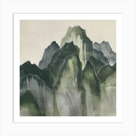 Japanese Watercolour Of Mount Mizugaki 4 Art Print