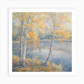 Birch Trees By The Lake Art Print