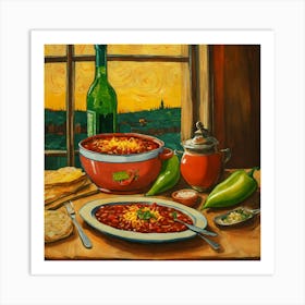 Draw A Chili Character Having Dinner As It Was Pai (1) Art Print