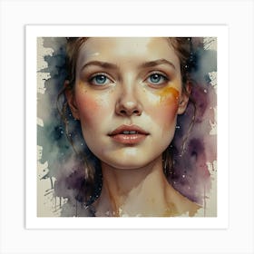 Watercolor Portrait Of A Girl Art Print