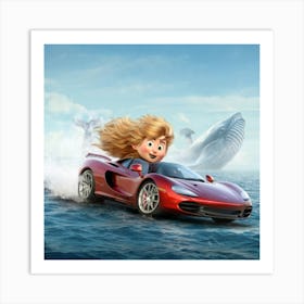 Girl In A Red Car Art Print