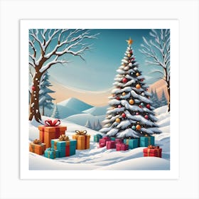 Christmas Tree With Presents 4 Art Print