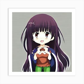 Anime Girl With Long Hair 1 Art Print