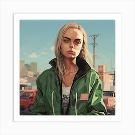 GTA Style Cara Delevingne 1 Art Print