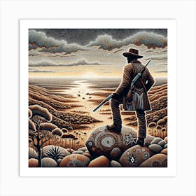 Man On A Rock Art Print