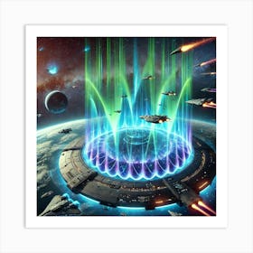 A Futuristic Sci Fi Scene Showcasing The Aurora Sh Art Print