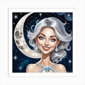 Moon And Stars Art Print