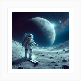 Astronaut On The Moon Art Print