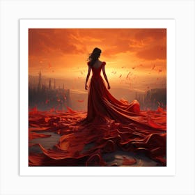 Woman In A Red Dress 3 Art Print