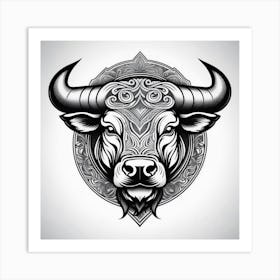 Cabeza De Toro Dibujado Para Pared Art Print