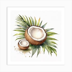 Coconut on Palm leaf 3 Art Print