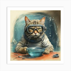 Scuba Cat Art Print