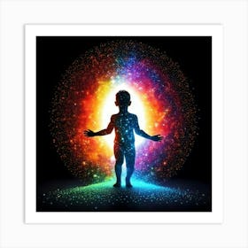 Firefly Polychrome, Particles, Powders, Whimsical, Child, Figure, Silhouette, Portal, Colors, Magic, Art Print