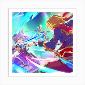 Two Anime Characters Fighting 3 Art Print