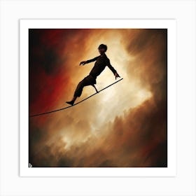 Man On A Tightrope Art Print