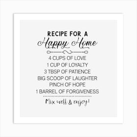 Recipe For A Happy Home Art Print