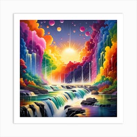 Waterfall of colors Art Print