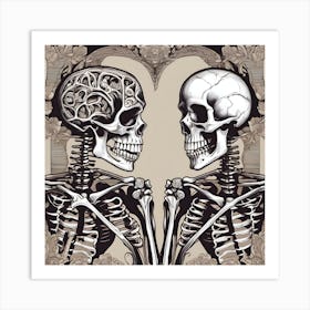 Skeletons In Love Art Print